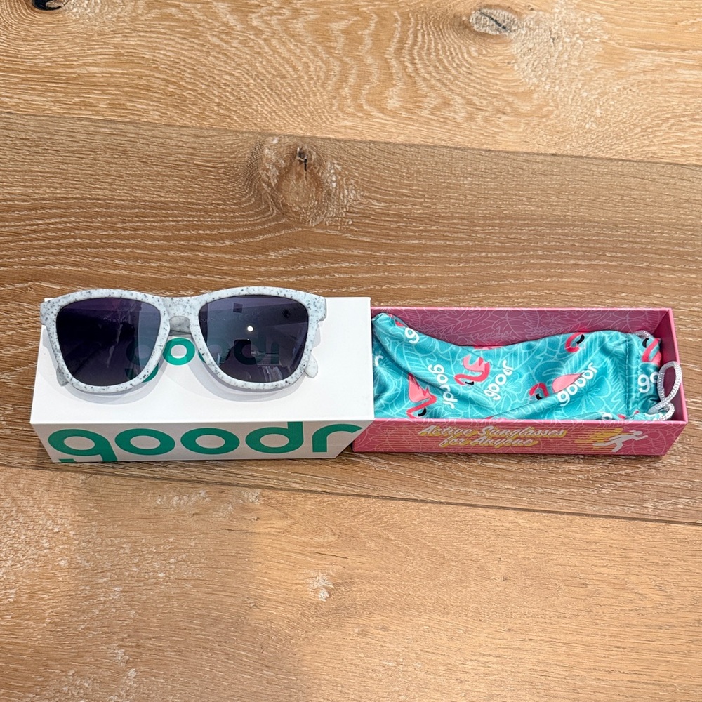 New Goodr white speckled Sunglasses with polarized lenses